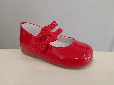 Zapato mercedes niña  lazo rojo